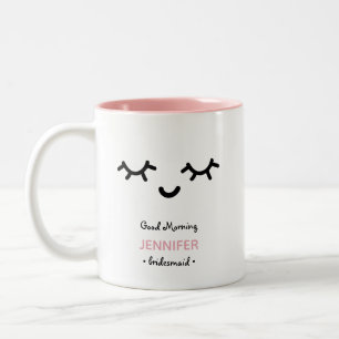 Caneca De Café Em Dois Tons Dia de Casamento Personalizado Boa Manhã Bridesmai