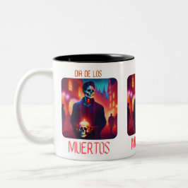 Caneca De Café Em Dois Tons Dia de los Muertos Catrin con Calavera