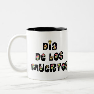 Caneca De Café Em Dois Tons Dia De Los Muertos Caveiras