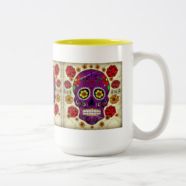 Caneca De Café Em Dois Tons Dia De Los Muertos Mug (Direita)