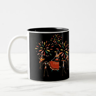 Caneca De Café Em Dois Tons Dia De Los Muertos Skeletons