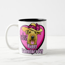 Caneca De Café Em Dois Tons Dia de os namorados Airedale Terrier