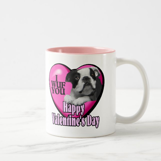 Caneca De Café Em Dois Tons Dia de os namorados Boston Terrier (Direita)