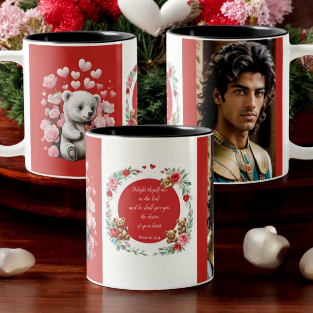 Caneca De Café Em Dois Tons Dia de os namorados com Urso Rico (Criador carregado)