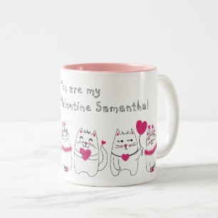 Caneca De Café Em Dois Tons Dia de os namorados Cor-de-Rosa