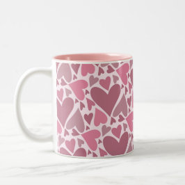 Caneca De Café Em Dois Tons Dia de os namorados de Corações Rosa Moderno