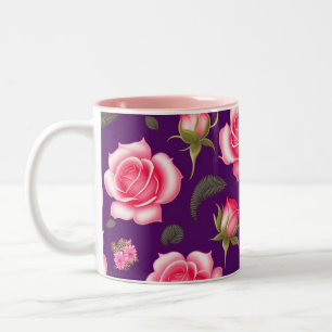 Caneca De Café Em Dois Tons Dia de os namorados De Padrão Ininterrupto De rosa