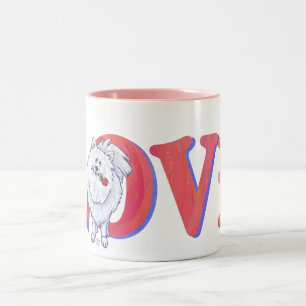 Caneca De Café Em Dois Tons Dia de os namorados Pomerano Branco