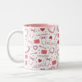 Caneca De Café Em Dois Tons Dia de os namorados Romântico - Branco e Rosa