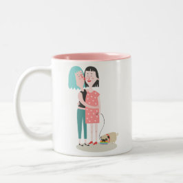 Caneca De Café Em Dois Tons dia de os namorados rosa e branco-orgulho gay