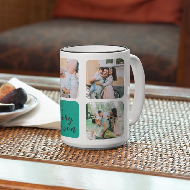 Caneca De Café Em Dois Tons Dia de os pais Foto Collage Mug (Criador carregado)