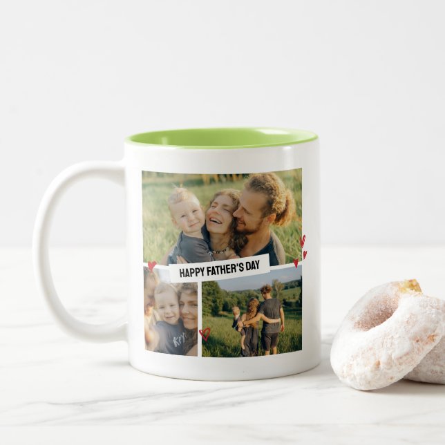 Caneca De Café Em Dois Tons Dia de os pais Personalizado Família Fotografia Co (Com Donut)