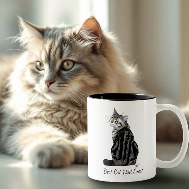Caneca De Café Em Dois Tons Dia de os pais Silver Tabby (Criador carregado)