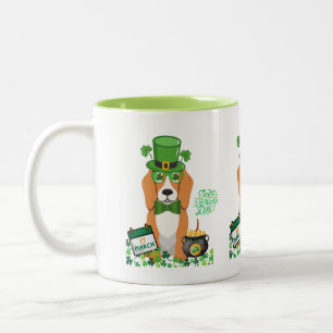 Caneca De Café Em Dois Tons Dia de São Patrício do ouro Retriever