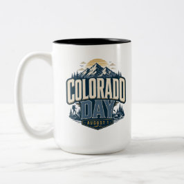Caneca De Café Em Dois Tons Dia do Colorado, Colorado 150º Patriótico Retro Mo