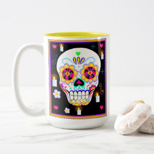 Caneca De Café Em Dois Tons Dia do Feriado Mexicano do Crânio do Açúcar Morto