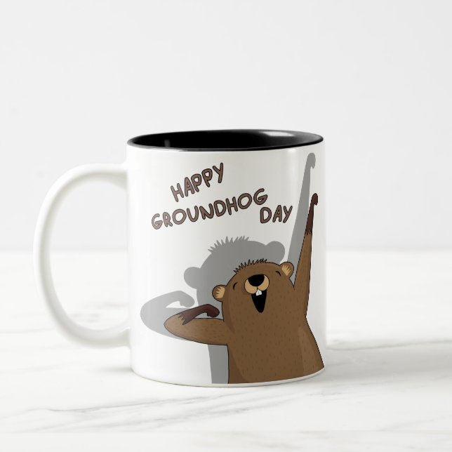 Caneca De Café Em Dois Tons Dia do Groundhog (Esquerda)