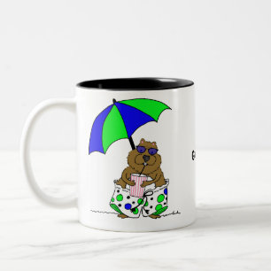 Caneca De Café Em Dois Tons Dia do Groundhog   Guarda-chuva de praia