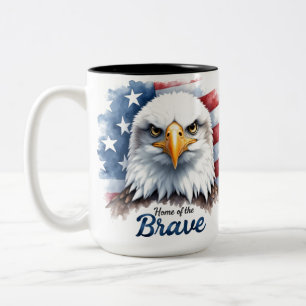 Caneca De Café Em Dois Tons Dia do Veterano - Águia Americana - Lar dos Bravos