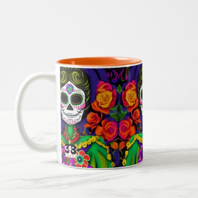 Caneca De Café Em Dois Tons Dia dos Mortos (Esquerda)