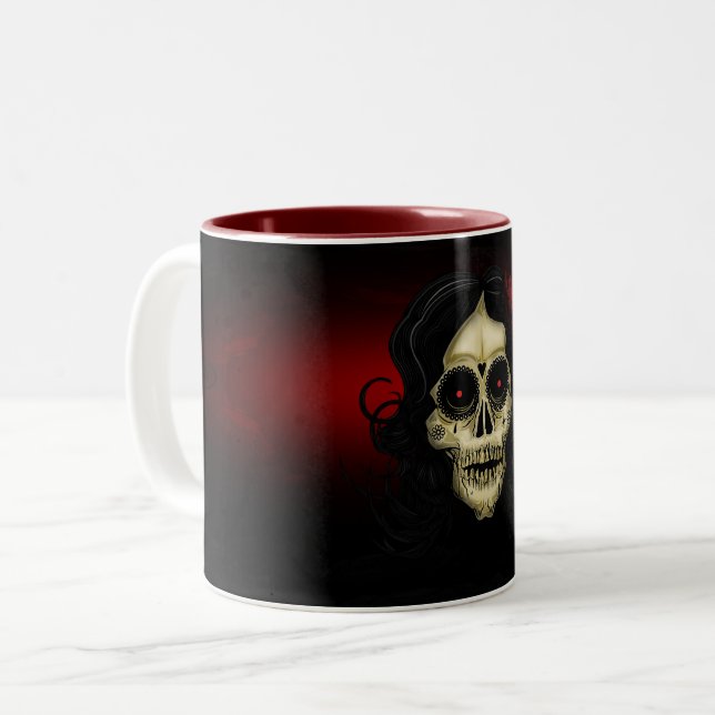 Caneca De Café Em Dois Tons Dia dos Mortos (Frente Esquerda)