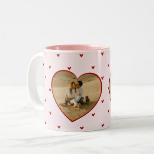 Caneca De Café Em Dois Tons Dia dos Namorados Corações Vermelho Rosa Foto