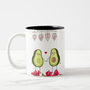 Caneca De Café Em Dois Tons Dia dos Namorados Romântico com Abacate dos Amante