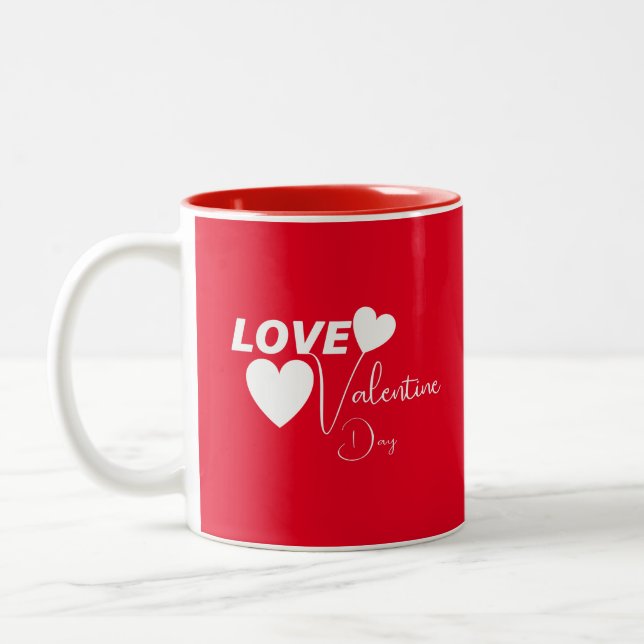 Caneca De Café Em Dois Tons Dia dos Namorados Românticos (Esquerda)