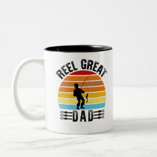 Caneca De Café Em Dois Tons Dia dos Pais Pai Pescador Carrete Grande