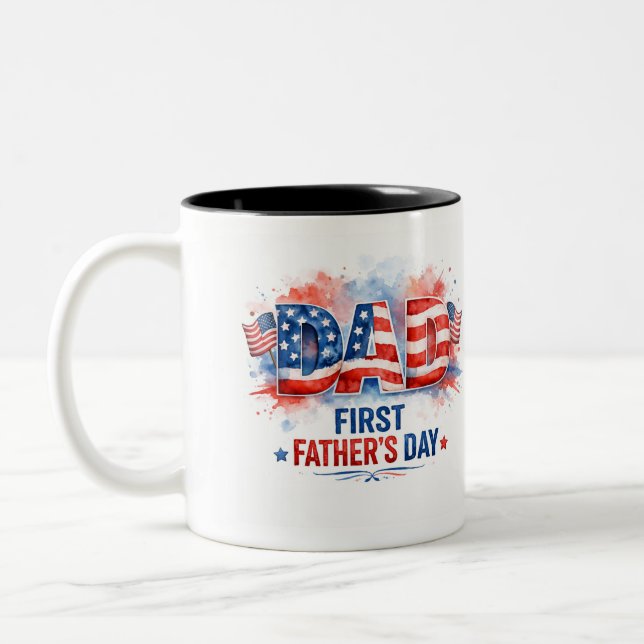 Caneca De Café Em Dois Tons Dia dos Pais Patriótico (Esquerda)
