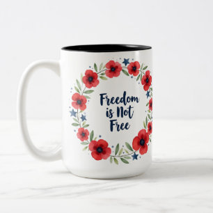 Caneca De Café Em Dois Tons Dia dos Veteranos - A Liberdade Não é Grátis - Cor