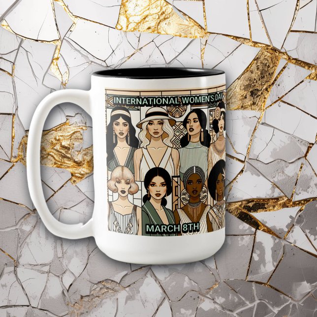 Caneca De Café Em Dois Tons Dia e Mês da História da Mulher (Criador carregado)