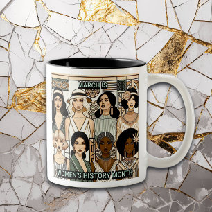 Caneca De Café Em Dois Tons Dia e Mês da História da Mulher