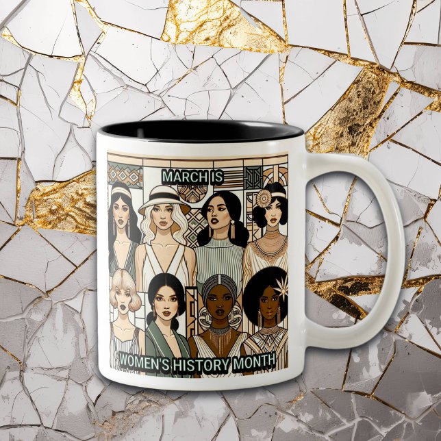 Caneca De Café Em Dois Tons Dia e Mês da História da Mulher (Criador carregado)