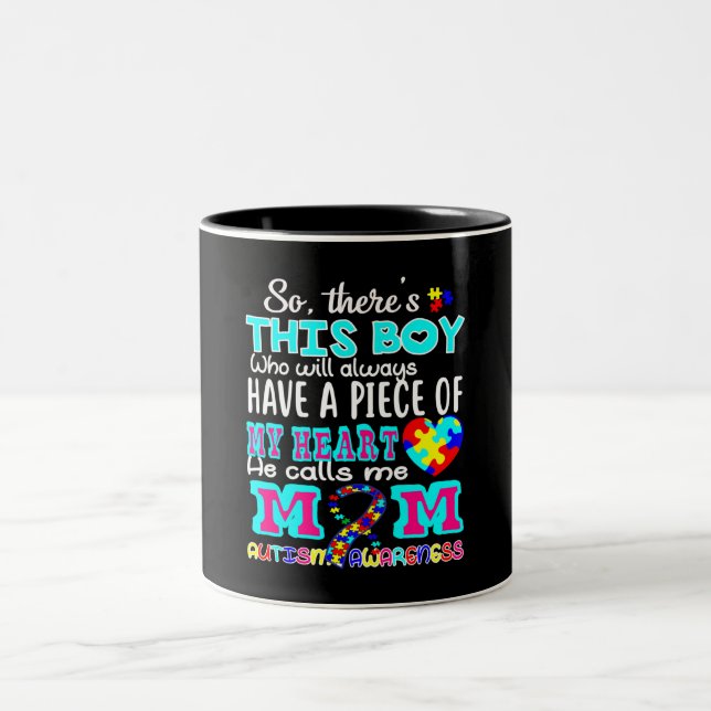 Caneca De Café Em Dois Tons Dia Mundial do Autismo Camisa Autismo Consciência (Centro)
