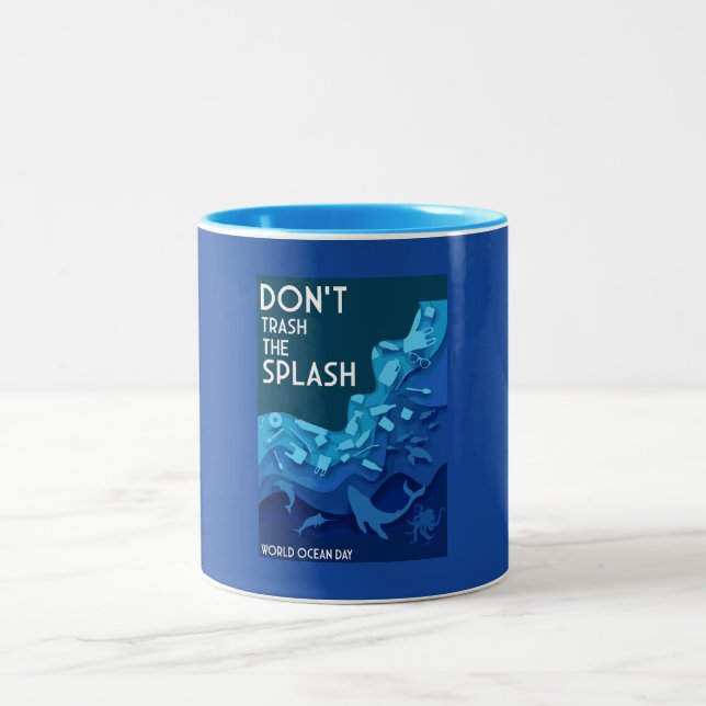 Caneca De Café Em Dois Tons Dia Mundial do Oceano (Centro)
