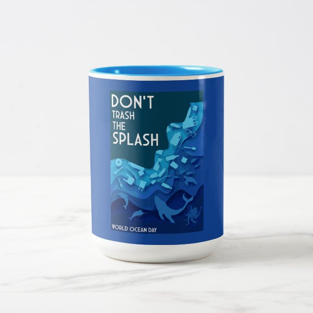 Caneca De Café Em Dois Tons Dia Mundial do Oceano (Centro)