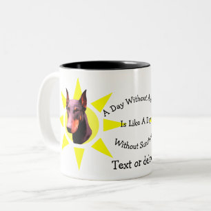 Caneca De Café Em Dois Tons Dia Sem Dobie Cute Doberman Personalizado