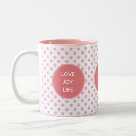 Caneca De Café Em Dois Tons Diamantes Rosa Amor, Alegria, Vida