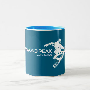Caneca De Café Em Dois Tons Diamond Peak Lake Tahoe Snowboarder