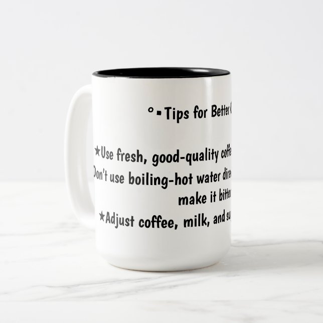 Caneca De Café Em Dois Tons Dicas para café (Frente Esquerda)