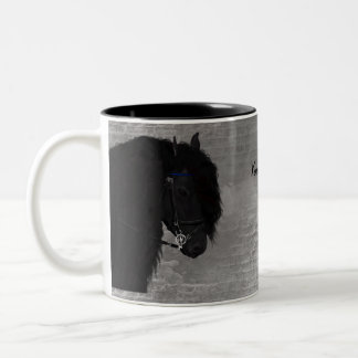 Caneca De Café Em Dois Tons Digital Art Friesian Horse