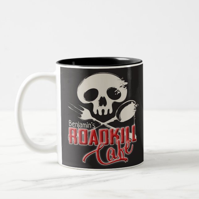 Caneca De Café Em Dois Tons Diner do Café Cheeky Roadkill, NOME Personalizado (Esquerda)