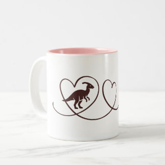 Caneca De Café Em Dois Tons Dino Liebe – Herzlinien Parasaurolophus