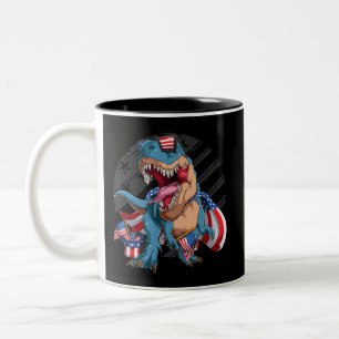 Caneca De Café Em Dois Tons Dinossauro, 4 de julho, super-herói americano, T-S
