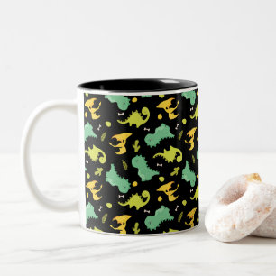 Caneca De Café Em Dois Tons Dinossauro com Pré-História Colorida• Dino diverti
