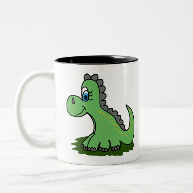 Caneca De Café Em Dois Tons dinossauro desenho animado (Esquerda)