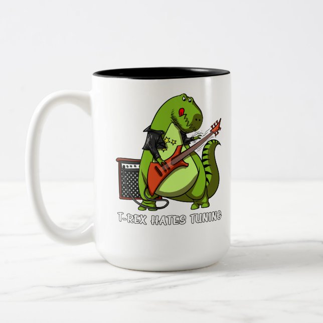 Caneca De Café Em Dois Tons Dinossauro Engraçado T-Rex Odeia Ajuste de Violão (Esquerda)