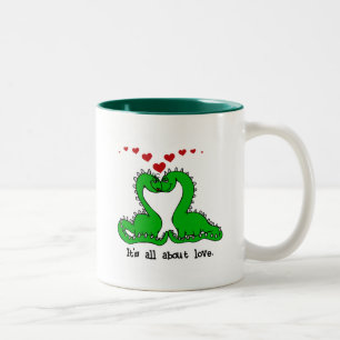 Caneca De Café Em Dois Tons Dinossauro Namorados Adoro Camisetas e presentes