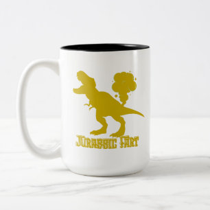 Caneca De Café Em Dois Tons Dinossauro peido engraçado